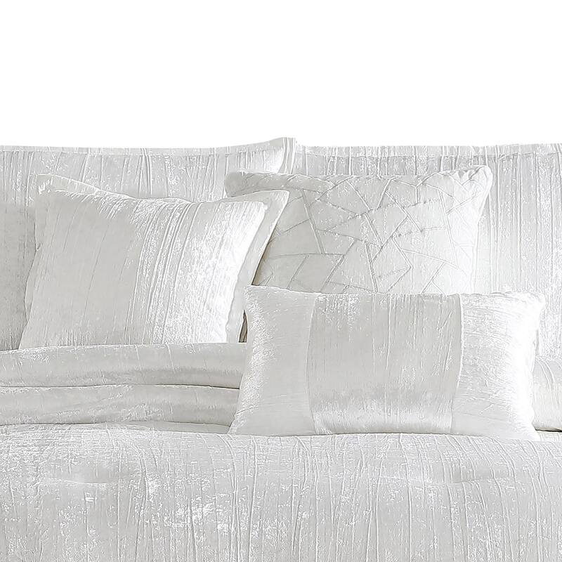 Jay 7 Piece King Comforter Set, Polyester Velvet Deluxe Texture, White