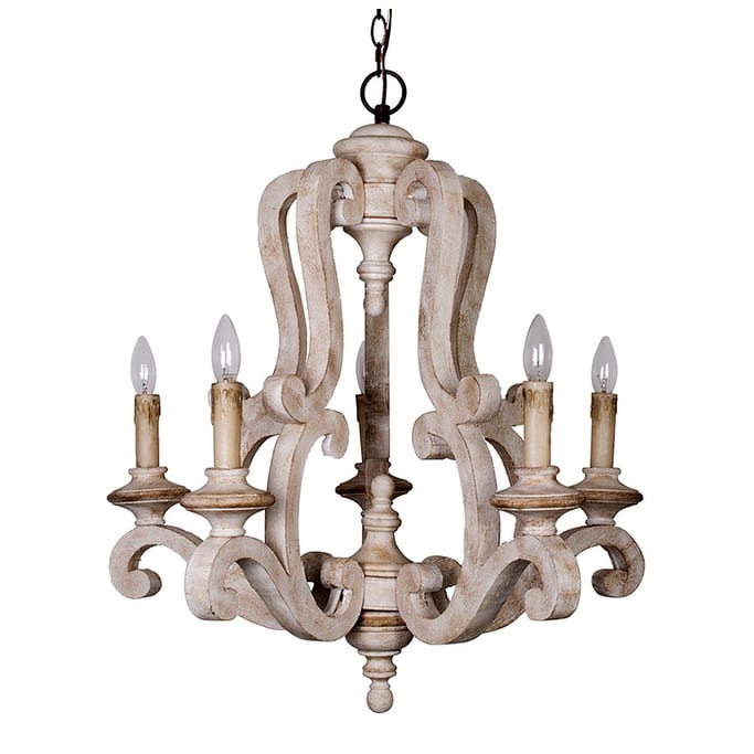 5 Lights Farmhouse Wooden Chandelier Pendant Lighting - 26"x26"
