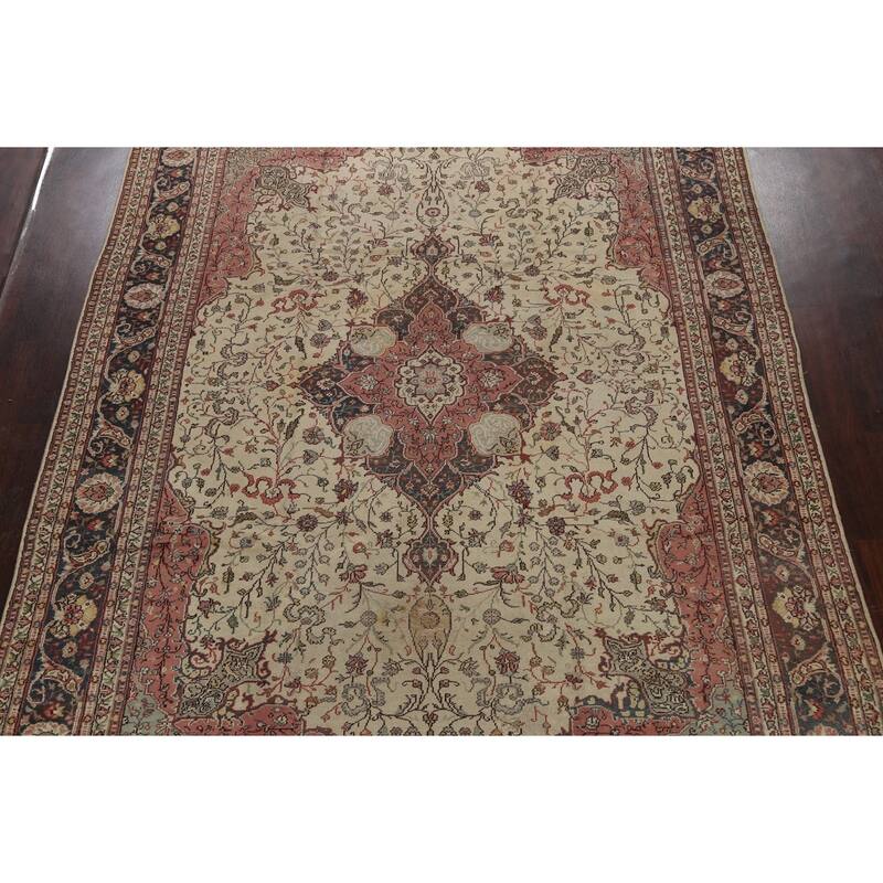 Antique Vegetable Dye Authentic Oushak Turkish Wool Area Rug Handmade - 8'11" x 11'7"