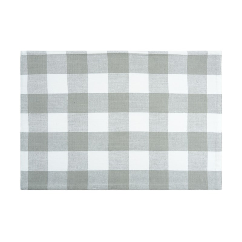 Franklin Slate Gingham Check Placemats Set of 6, 13" x 19"