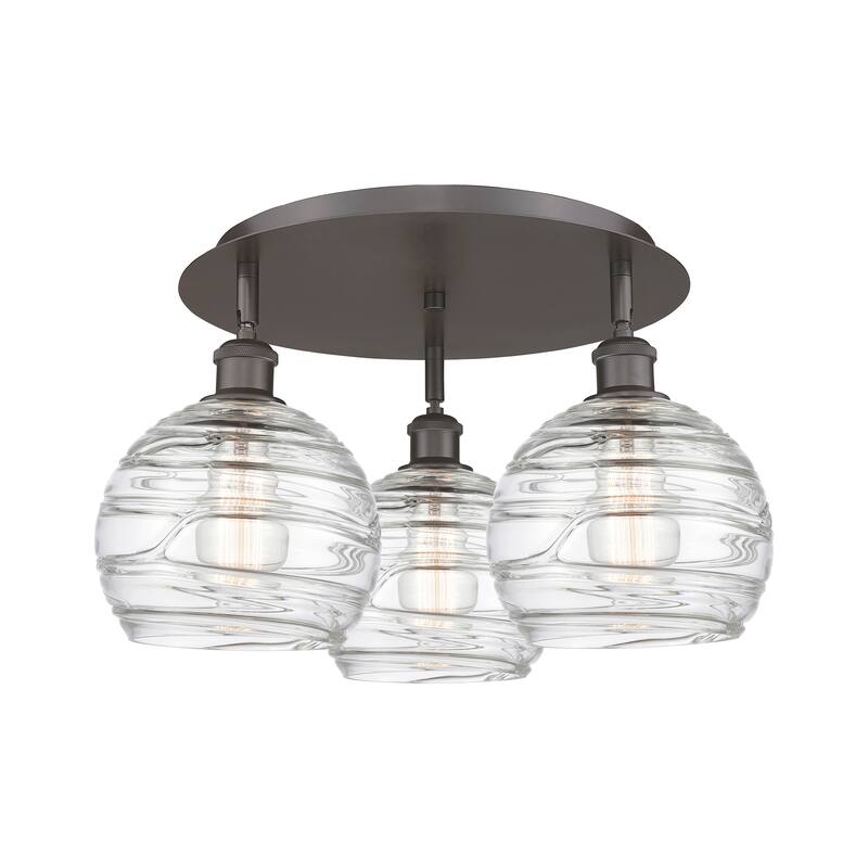 Innovations Lighting Athens Deco Swirl - 3 Light 20" Flush Mount - Oil Rubbed Bronze/Clear Deco Swirl