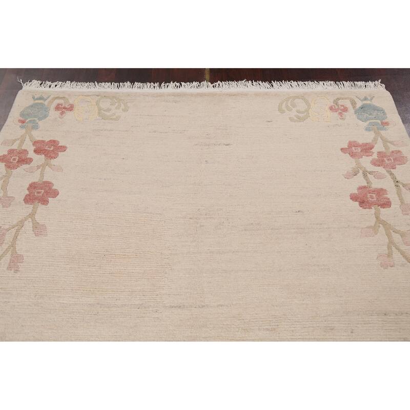 Vegetable Dye Nature Print Nepalese Wool Area Rug Hand-knotted Carpet - 5'6" x 7'7"