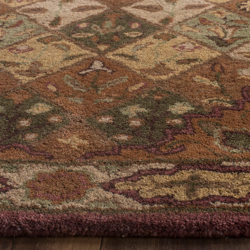 SAFAVIEH Handmade Heritage Woven Lattice Traditional Oriental Wool Rug - 6' Square - Rust/Ivory