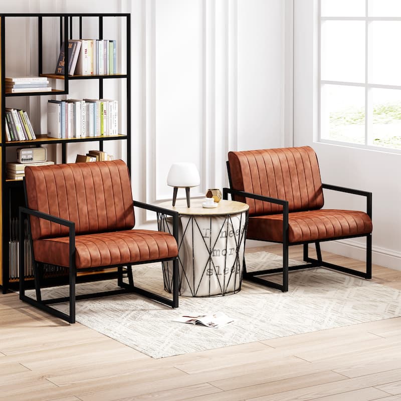 PU Leather Feature Armchair with Metal Frame