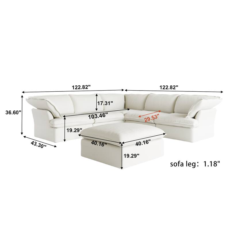 L-shape Sectional Sofa Modern Upholstered Modular Sofa