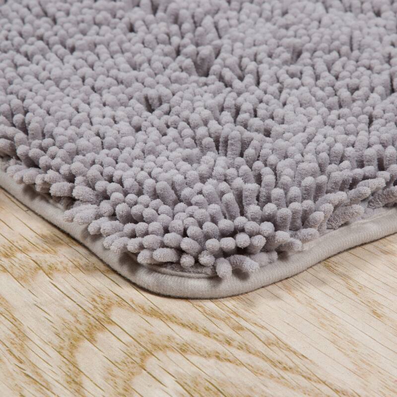 Bathroom Rugs - 2-Piece Memory Foam Bathroom Set with Chenille Shag Top and Non-Slip Base by Windsor Home