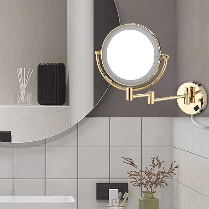 8 Inch LED Wall Mount Two-Sided Makeup Vanity Mirror,Requires Hardwiring