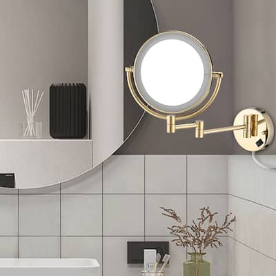 8 Inch LED Wall Mount Two-Sided Makeup Vanity Mirror - N/A