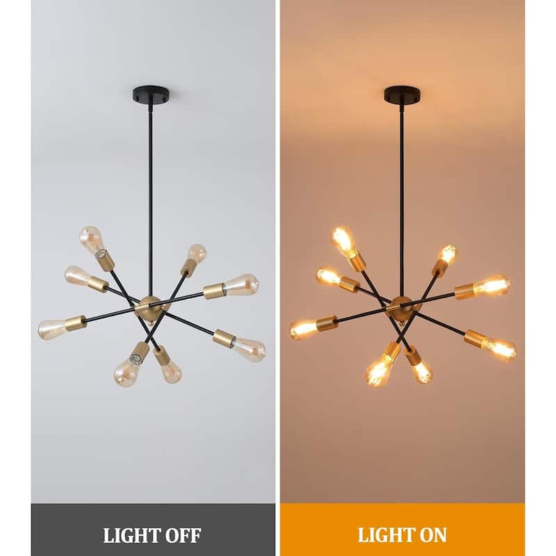 8 lights pendant light black and gold entryway light iron sputnik light