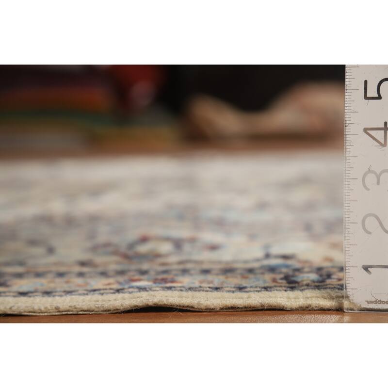 Hand Knotted Oriental 100% Wool Carpet Traditional Floral Beige & Ivories Nain Area Rug - 11' 5'' X 8' 0''