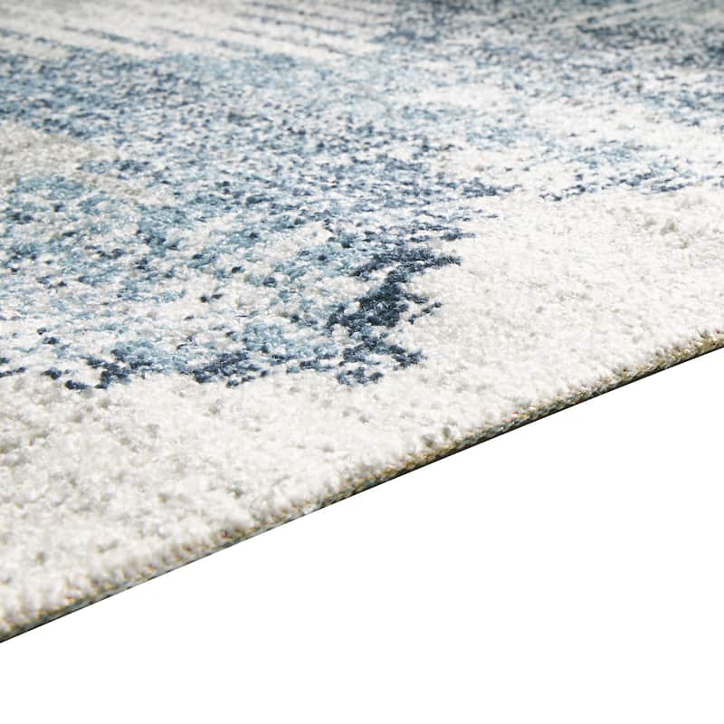 Daisy 8 x 10 Area Rug, Indoor Outdoor Persian Pattern, Polyester Gray, Blue - 8 x 10