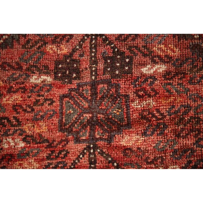 Hand Knotted Oriental 100% Wool Carpet Traditional Tribal Red Qashqai Area Rug - 6' 8'' X 4' 11''