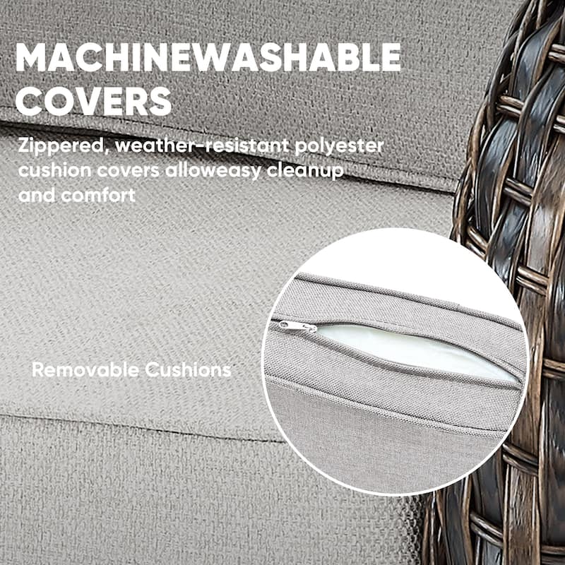 Outdoor Patio Loveseat Sofa with Coffee Table