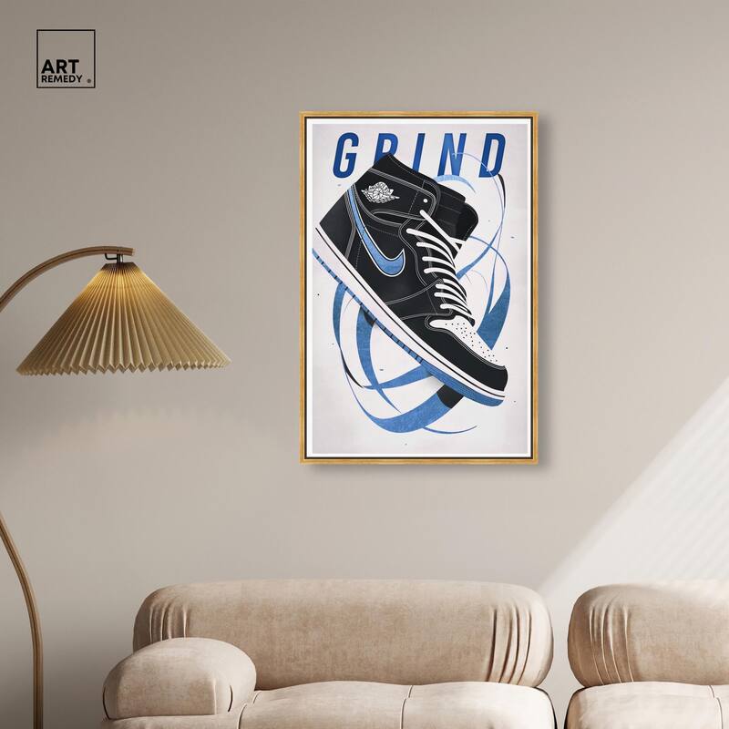 Blue Ribbon Sneaker Canvas by Art Remedy