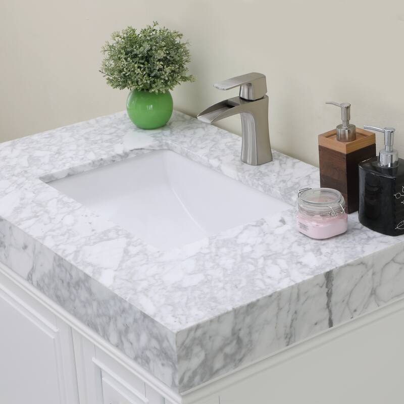 Altair Jardin Single Bathroom Vanity Set and Carrara White Countertop without Mirror
