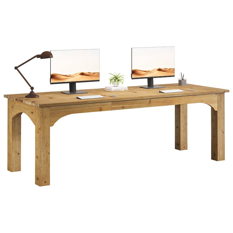 78.74 Inch Extra Long Solid Wood Computer Desk for 2 Person