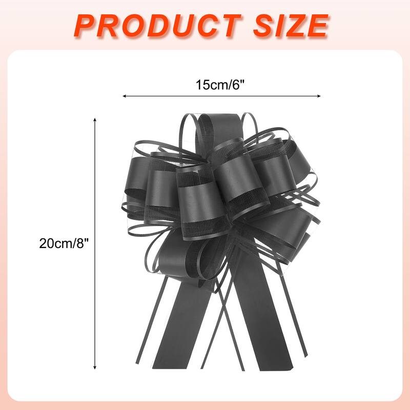 5pcs 6 Inch Large Big Pull Bow Gift Wrapping Ribbon for Car Presents - Black