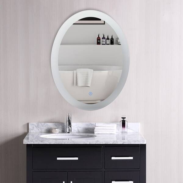 Co Z 22 X 28 Dimmable Touch Oval Led Lighted Bathroom Vanity Wall Mirror Overstock 32531907 Single led wall mounted backlit led bathroom mirror. co z 22 x 28 dimmable touch oval led