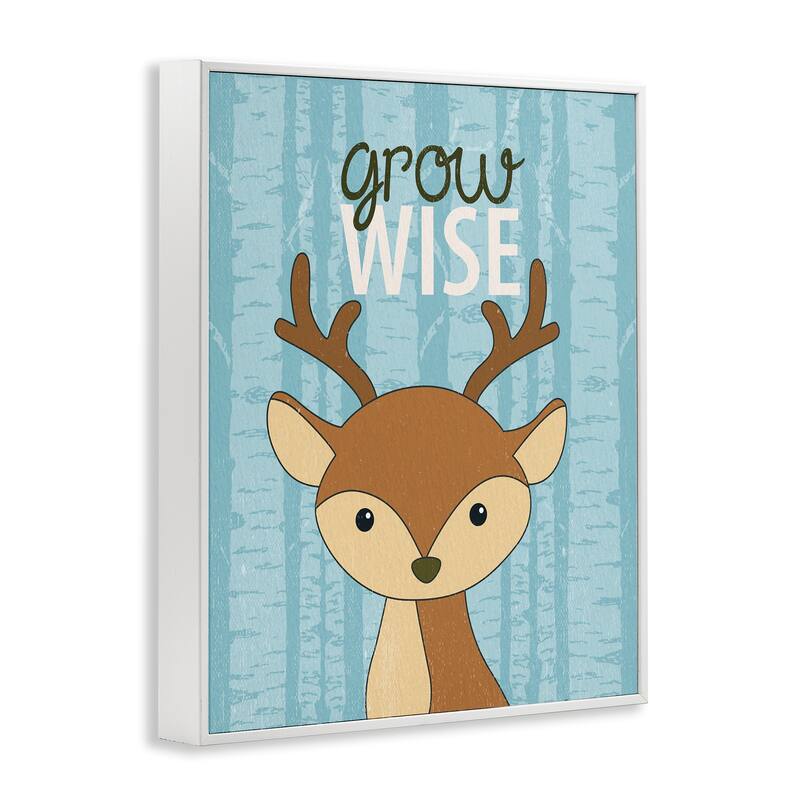 Stupell Grow Wise with Deer Framed Giclee Art Design By Kim Allen