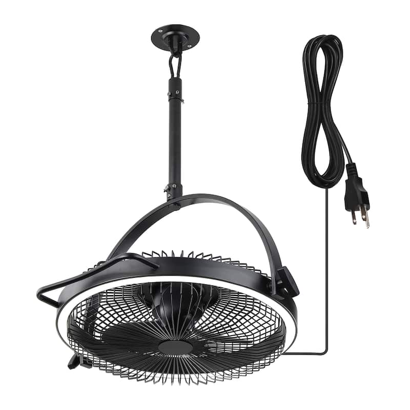 20" Industrial Black Integrated LED Rotatable Caged Ceiling Fan with Remote