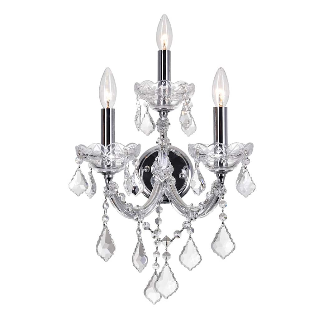 Maria Theresa 3 Light 12in Chrome Wall Sconce with Crystals