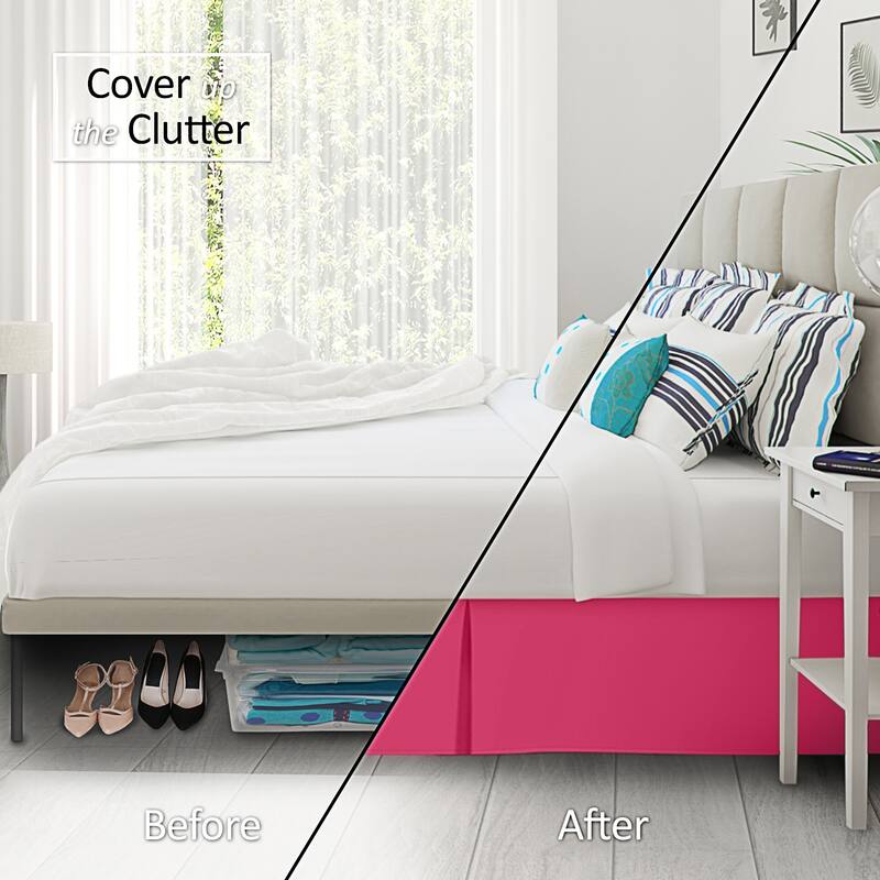 Clara Clark Pleated Bed Skirt-14 inch Tailored Drop - Soft Double Brushed Premium Microfiber Ruffle Bed Skirt - Includes 8 Pins