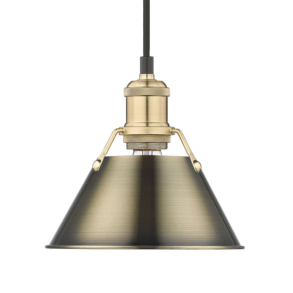 Yep by Golden Lighting Orwell 1-light 8in Pendant in Brushed Champagne Brass and Aged Brass shade - Gold