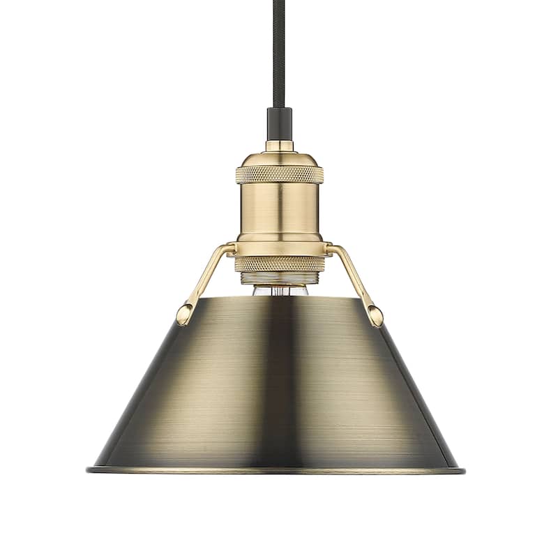 Yep by Golden Lighting Orwell 1-light 8in Pendant in Brushed Champagne Brass and Aged Brass shade - Gold