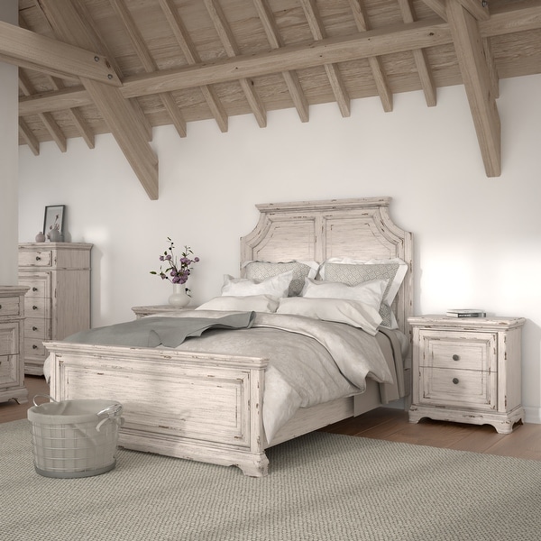 Palisade Distressed Antique White Panel Bed by Greyson Living Queen
