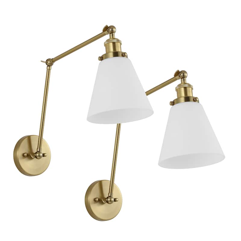 WINGBO Swing Arm Adjustable Wall Sconce with Shade, 2-Pack...
