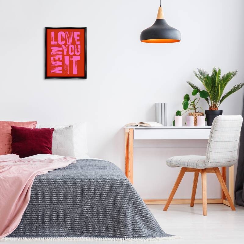 Stupell Love You Mean It on Red Framed Floater Canvas Wall Art Design By House of Lulu