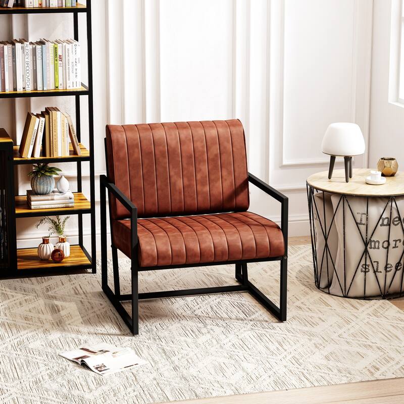 PU Leather Feature Armchair with Metal Frame