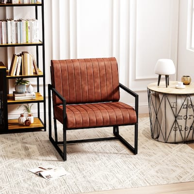 PU Leather Feature Armchair with Metal Frame