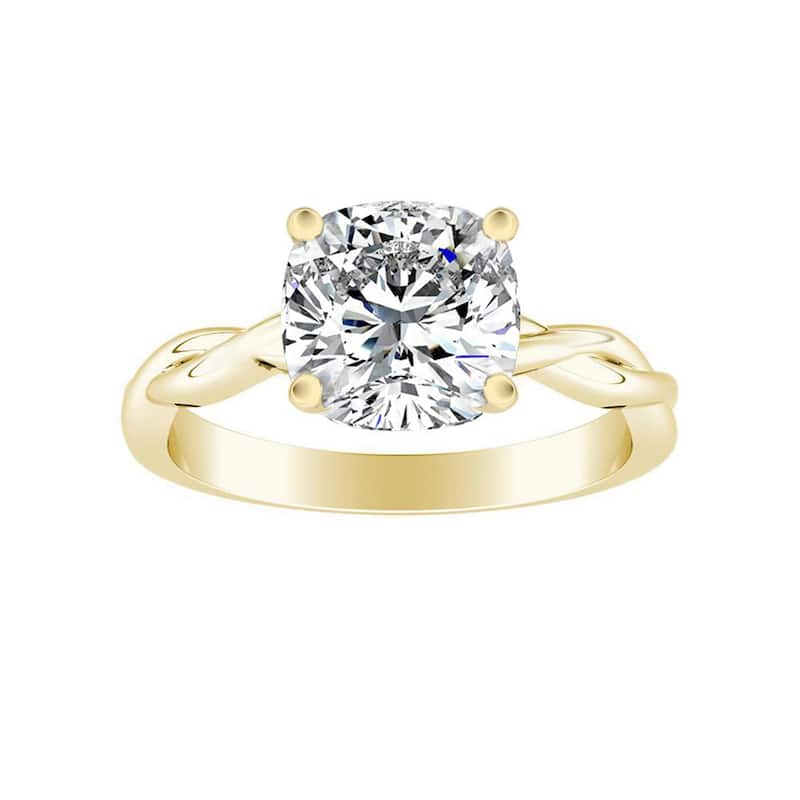 Auriya 14k Gold 1ctw Cushion Cut Solitaire Moissanite Engagement Ring - Yellow - 9.5