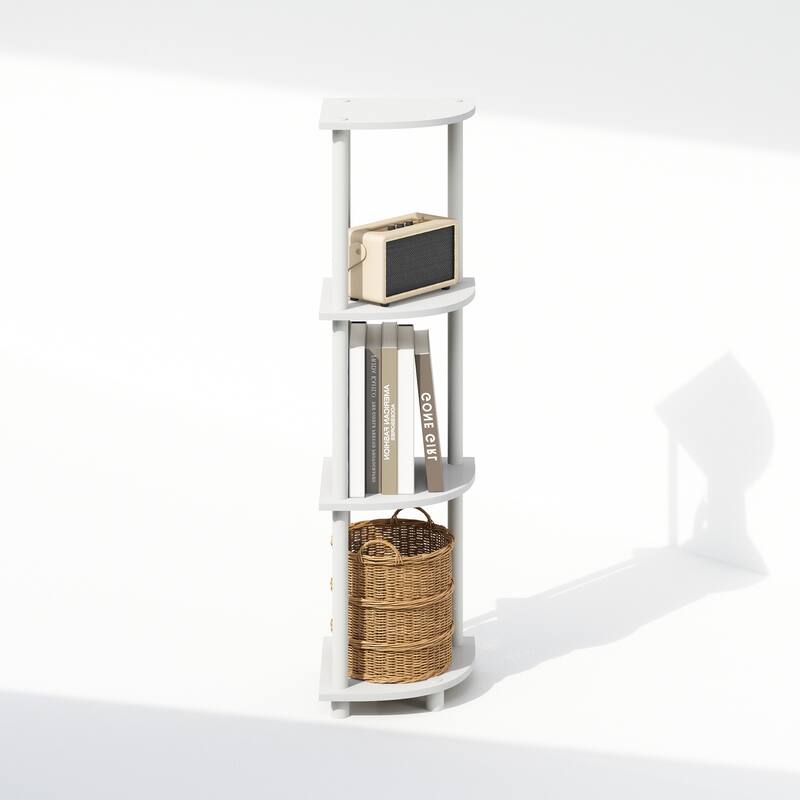 Furinno Turn-N-Tube 4-Tier Multipurpose Corner Shelf, Display Shelf, White/White