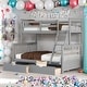 preview thumbnail 1 of 17, Modren Twin Over Full Functional Bunk Bed With Ladders and Two Storage Drawers Grey