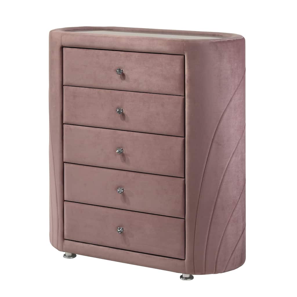 Kristia Pink Chest with Mirror Top and Metal Leg