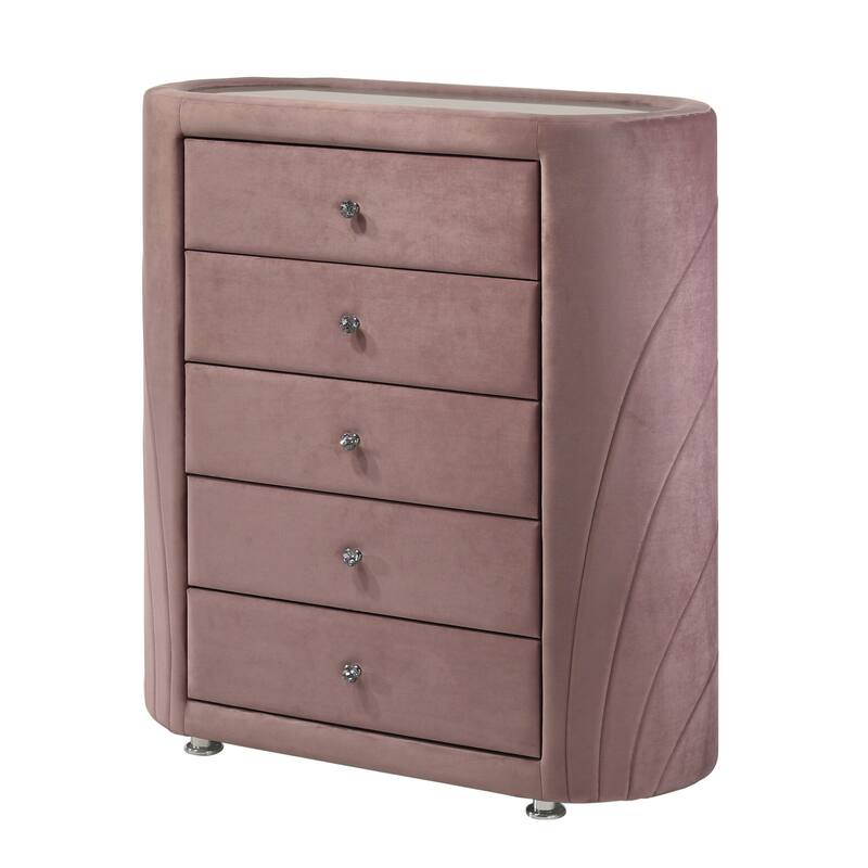 Kristia Pink Chest with Mirror Top and Metal Leg