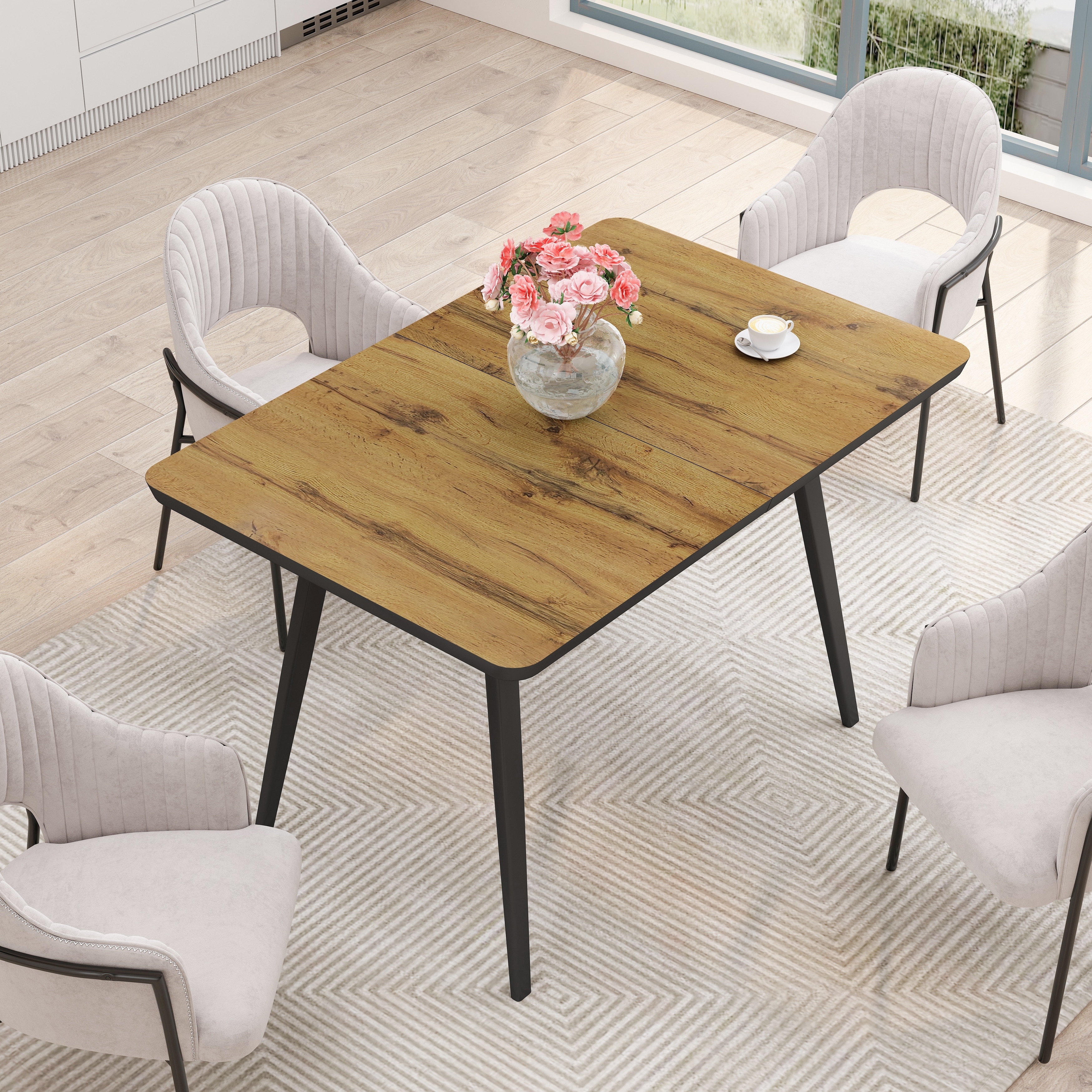 Modern Square Functional Dining Table for Dining Room - Oak