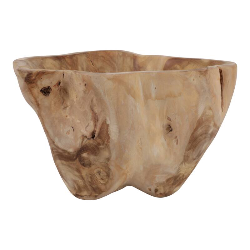 Rustic Teak Wood Hand-Carved Decorative Bowl Home Accent - 13" Brown - 13.0"