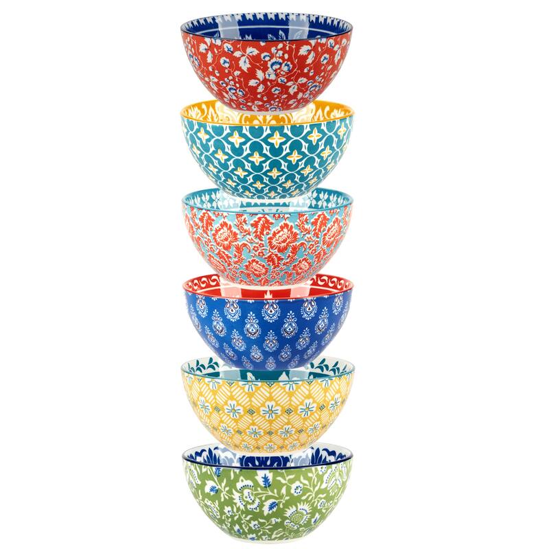 Certified International Panache Set of 6 All Purpose Bowl 6" 6 asst - 6" Diam x 3"