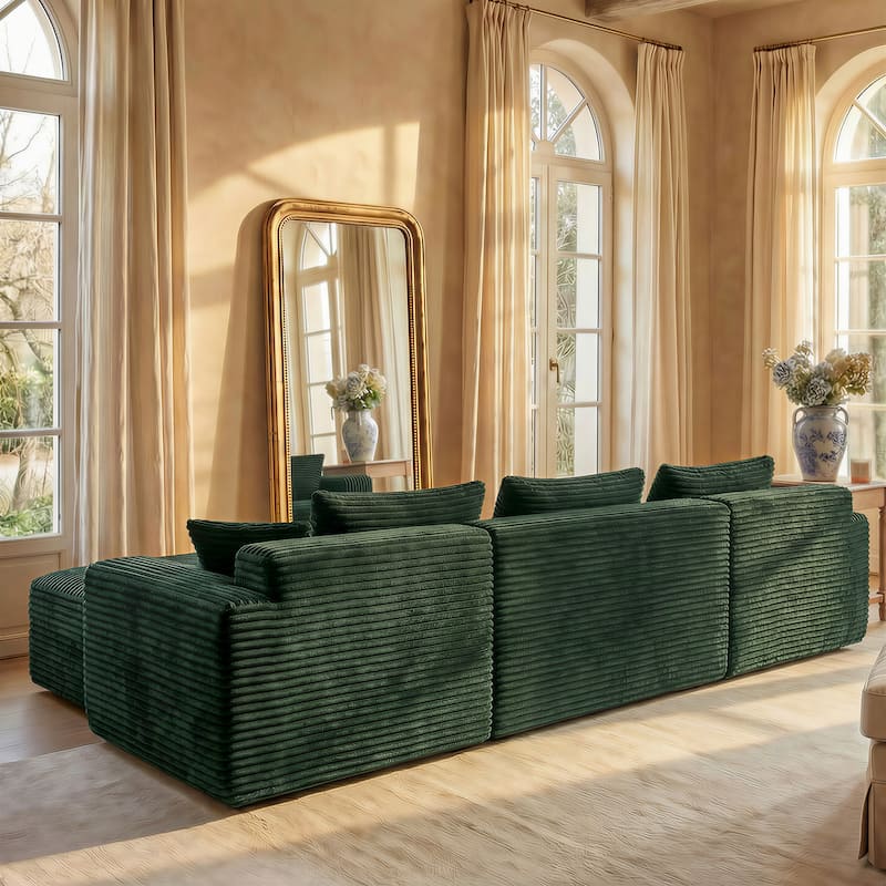 Oversized Modular Sectional Sofa, No Assembly Required, Corduroy Fabric, Deep Seat Cloud Couch with Chaise Foam Sofa