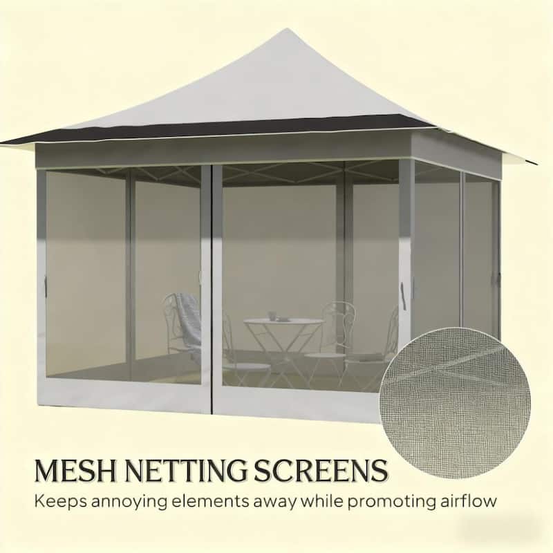 GDFStudio Outdoor Liora Quick Pop-Up Gazebo with Mesh Screens and Adjustable Height