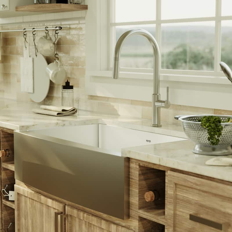 Karran Farmhouse/Apron Stainless Steel 33 in. Single Bowl Sink Kit