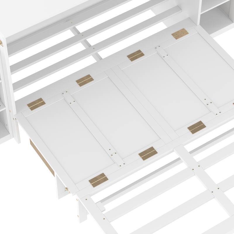 Full Size Murphy Bed with Spacious Storage Drawers and Shelves. Ideal for Guest Rooms or Compact Bedrooms