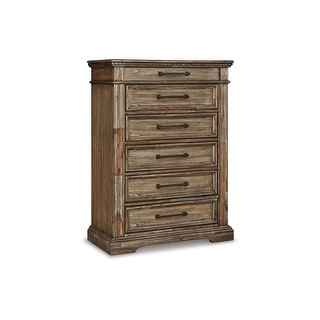 Dree 52 Inch Traditional Tall Dresser Chest, Rustic Brown Wood, 6 ...