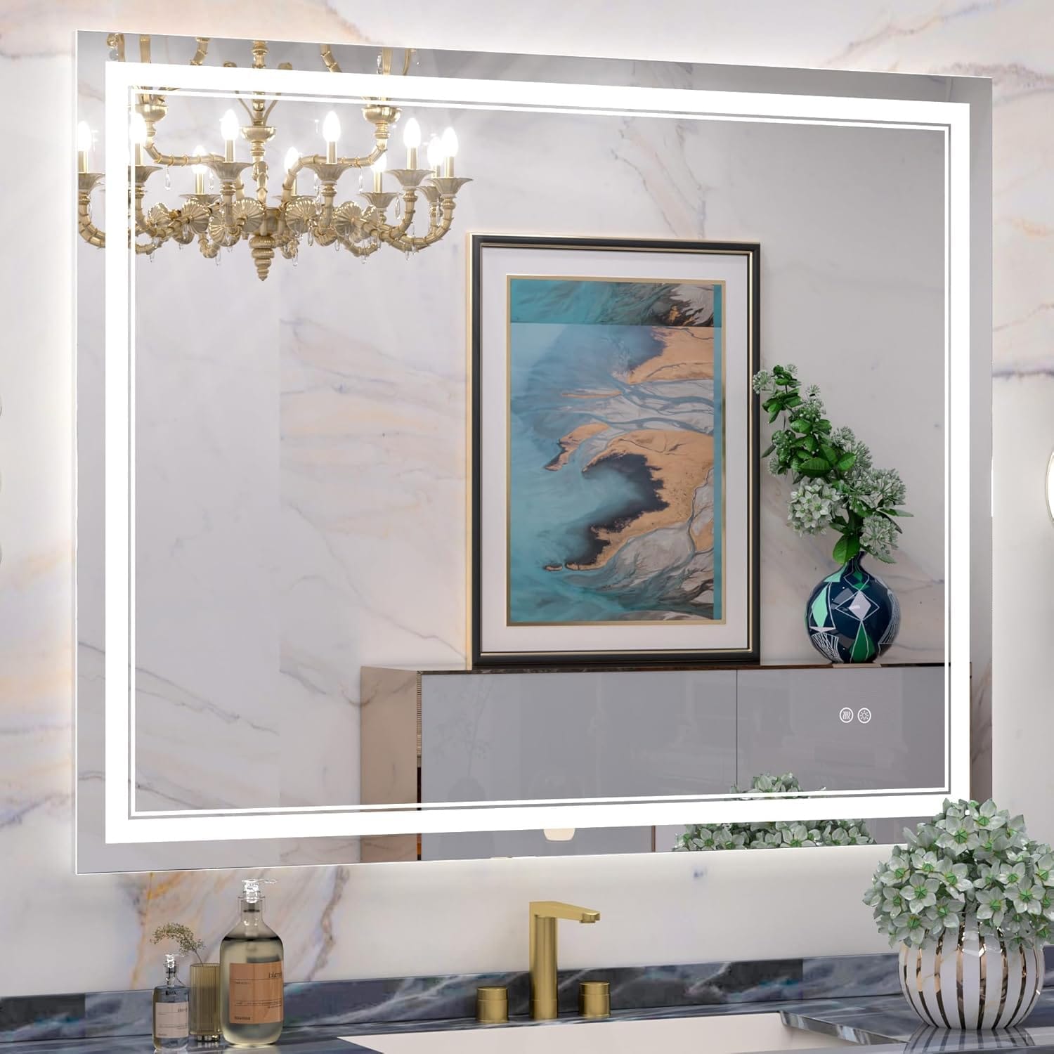 Full Size Front & Back LED Lighted Anti-fog Tempered Glass Wall Bathroom Vanity Mirror, 3-Year Warranty & ETL Certification