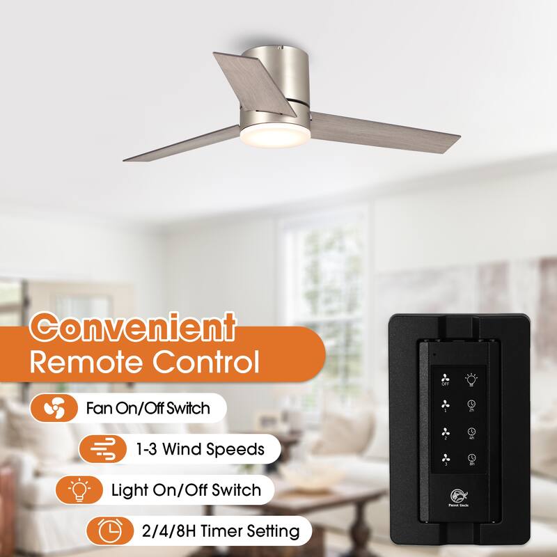 Modern 48" Wood 3-Blade LED Hugger Ceiling Fan with Remote - N/A