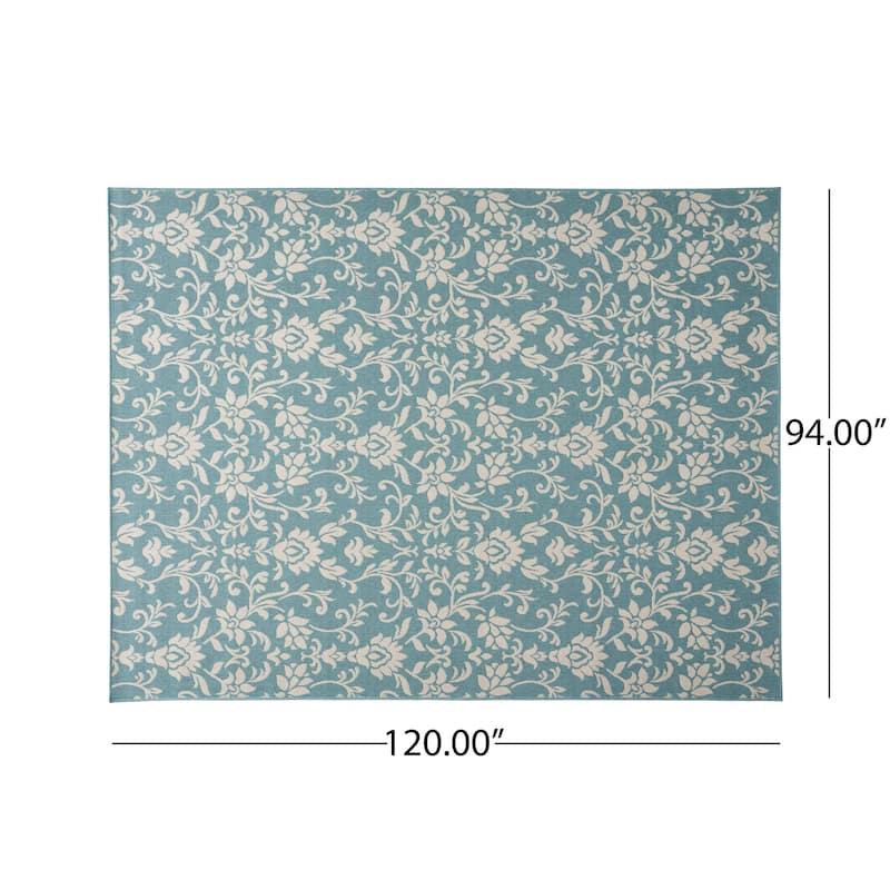 Sea Foam Outdoor Botanical Area Rug, Blue and Ivory by Christopher Knight Home