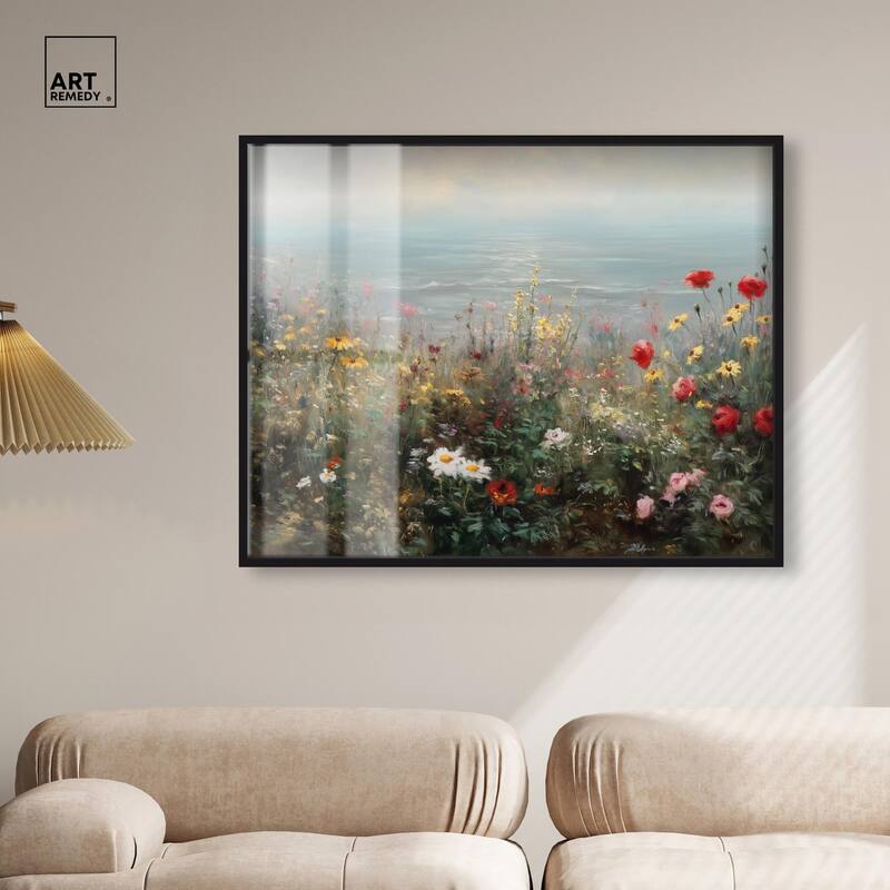 Misty Ocean Field I Shadowbox by Art Remedy